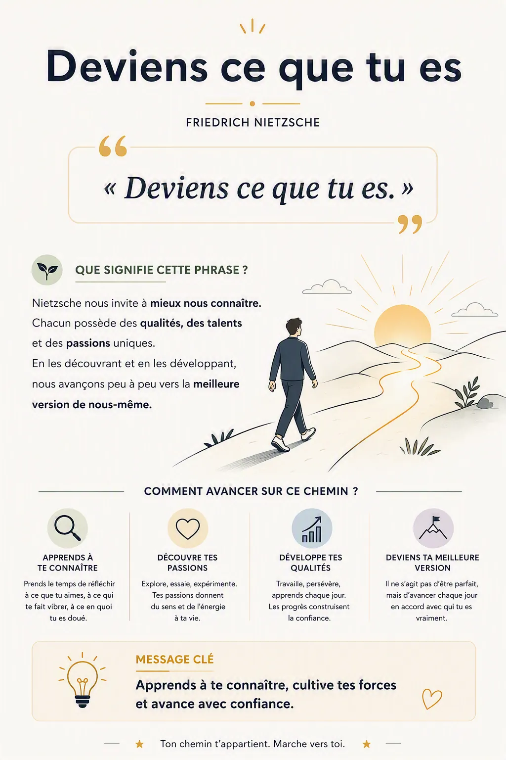 Illustration de la citation de Nietzsche Deviens ce que ty es
